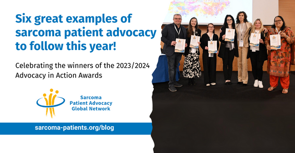 A graphic featuring a photo of the award winners from this year's Advocacy in Action Awards with the title of the post and a link to the blog.
