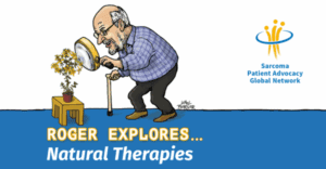 A graphic featuring an illustration of the author, Roger Wilson, holding a magnifying glass and studying a plant.
